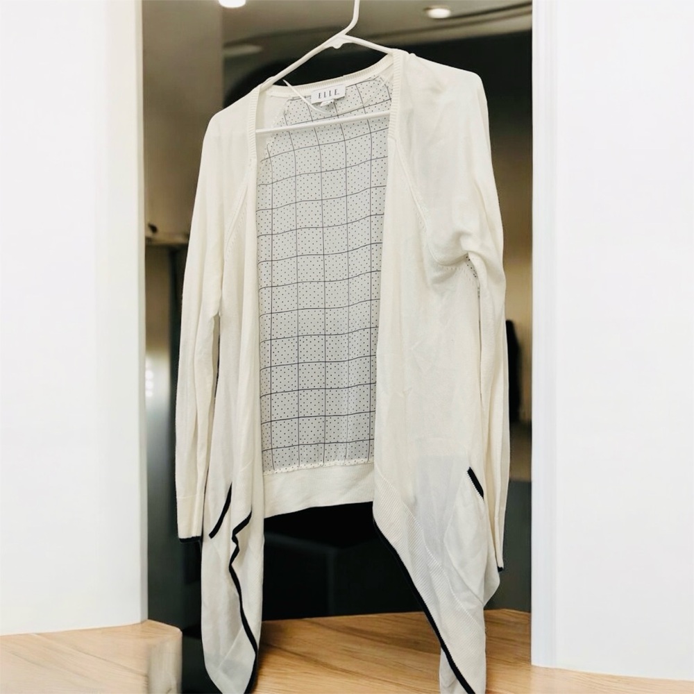 Elle Cream Cardigan with Black Accents